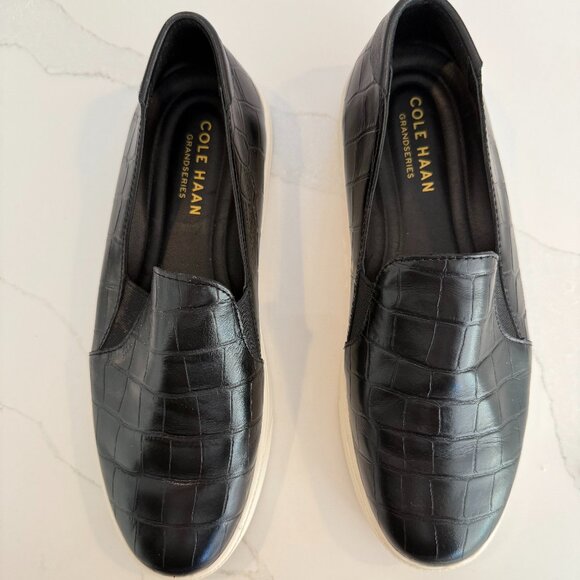 Cole Haan Grandpro Spectator 2.0 Croc Slip-on Loafers Black W21658 Women's 8.5B - Picture 1 of 3